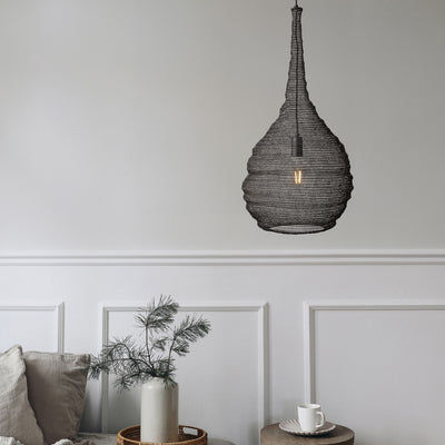 Beehive Wire Cage Metal Mesh Pendant Light - Drop - Pewter