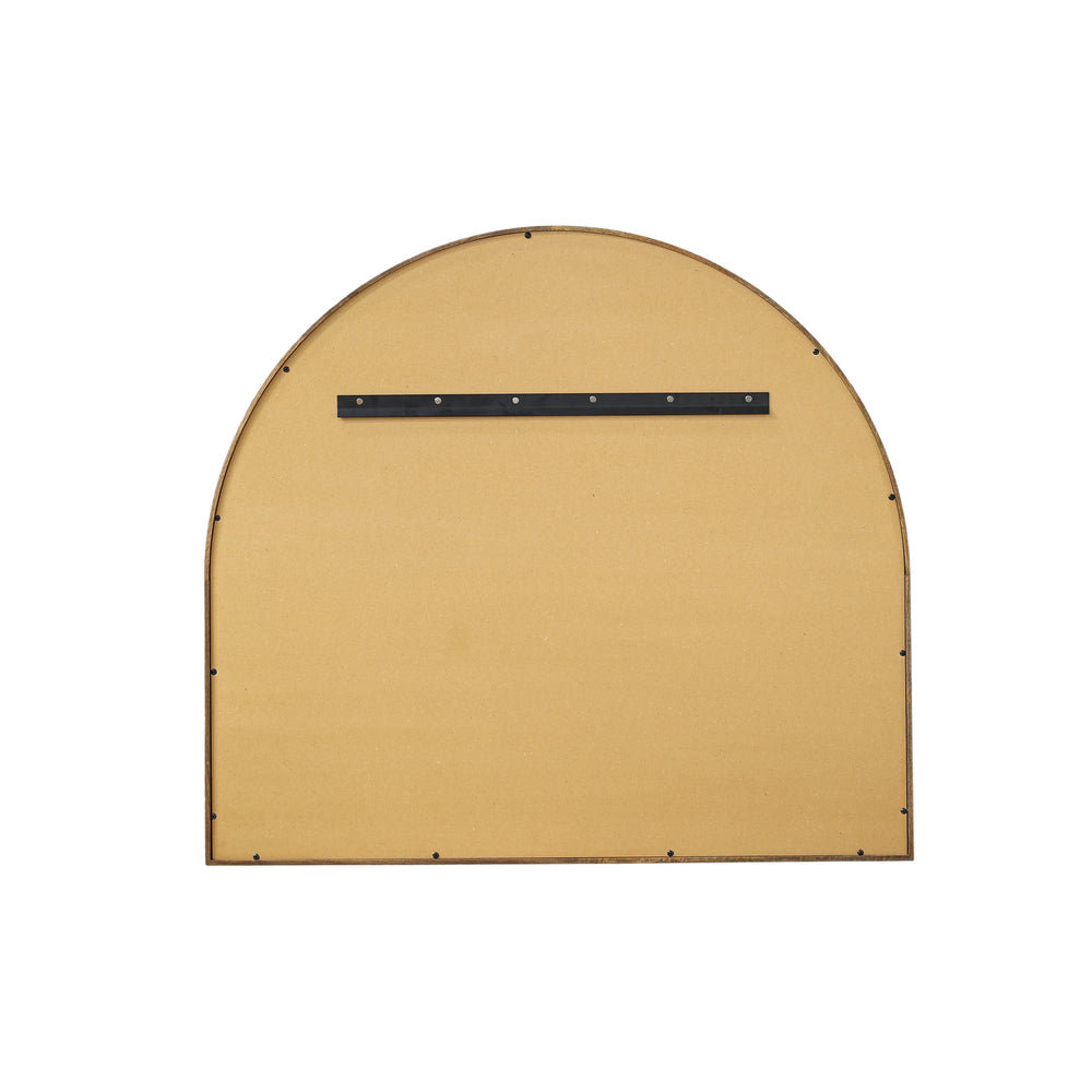 Back of Bramley arch wall mirror with natural wood frame, 39-inch