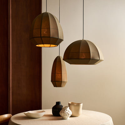 Burnham Fabric Wide Dome Pendant Light- 24 Inch - Olive Green - Ceiling Lights - Industville Lighting UK