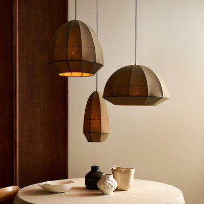 Burnham Fabric Wide Dome Pendant Light in 24 Inch with Olive Green Finish