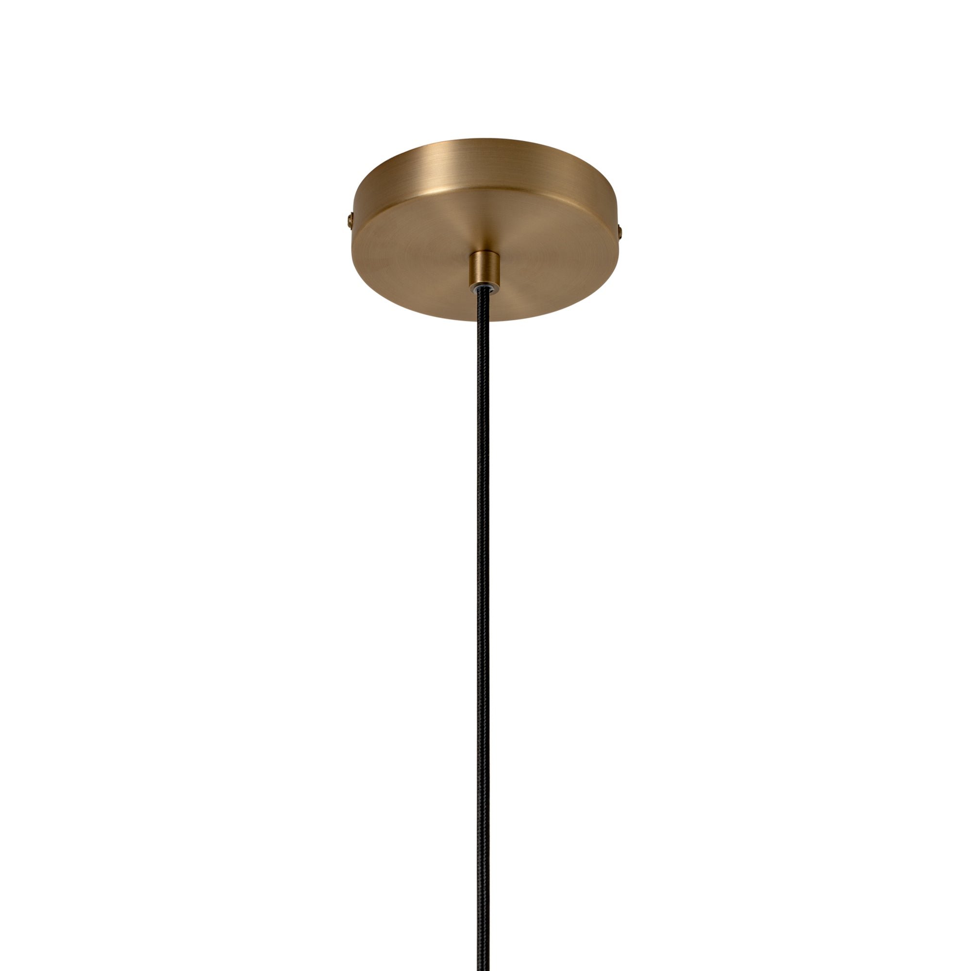 Ceiling Rose and Black fabric cable close up of Burnham Drop Pendant Light in 11  Inch 