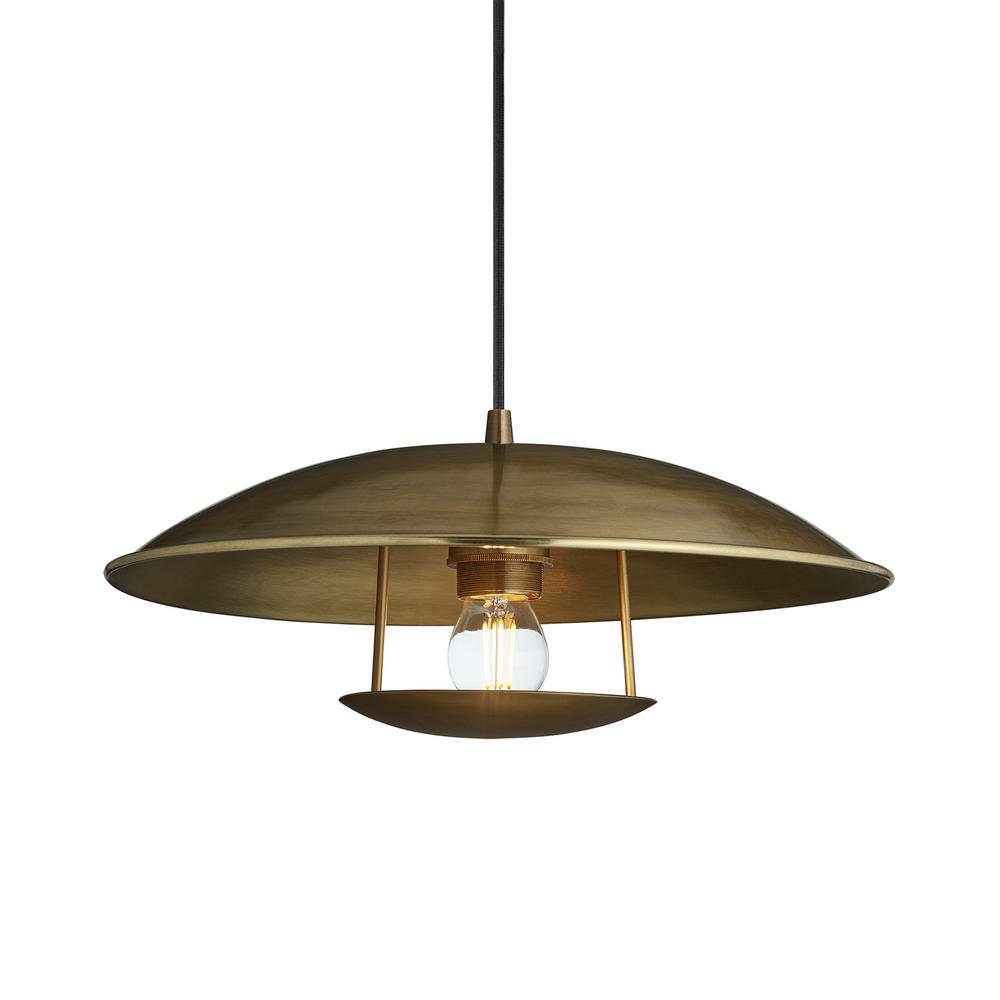 Boston Round Aged Brass Pendant Light in 13 Inch