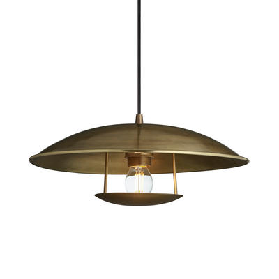 Boston Round Aged Brass Pendant Light in 13 Inch