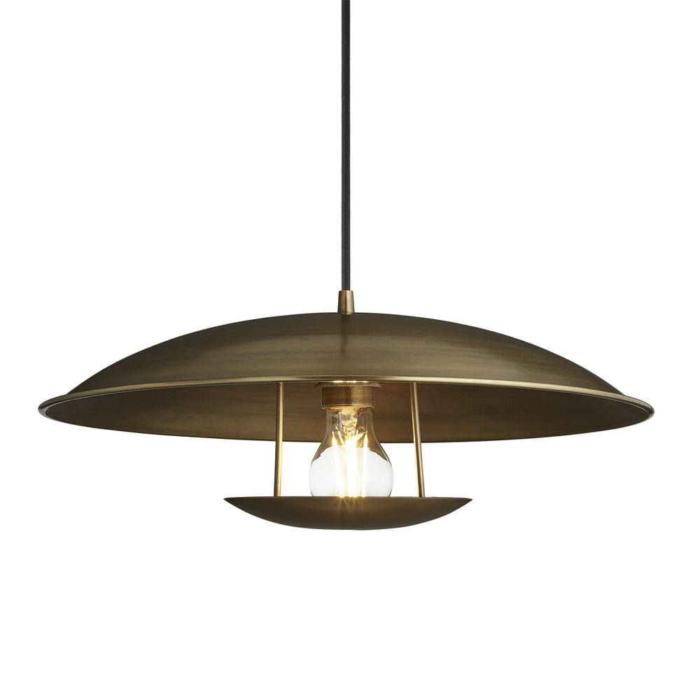 Boston Round Aged Brass Pendant Light in 17 Inch