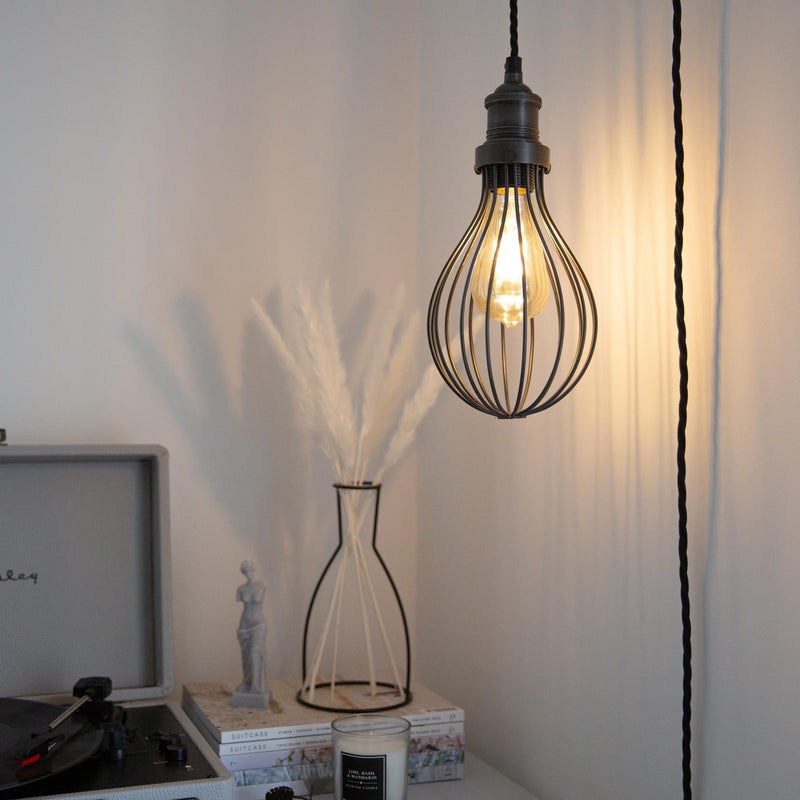 Pewter Brooklyn Balloon Cage Pendant in 6 Inch with Pewter Holder, Product code is BR-BCP6-P-PH