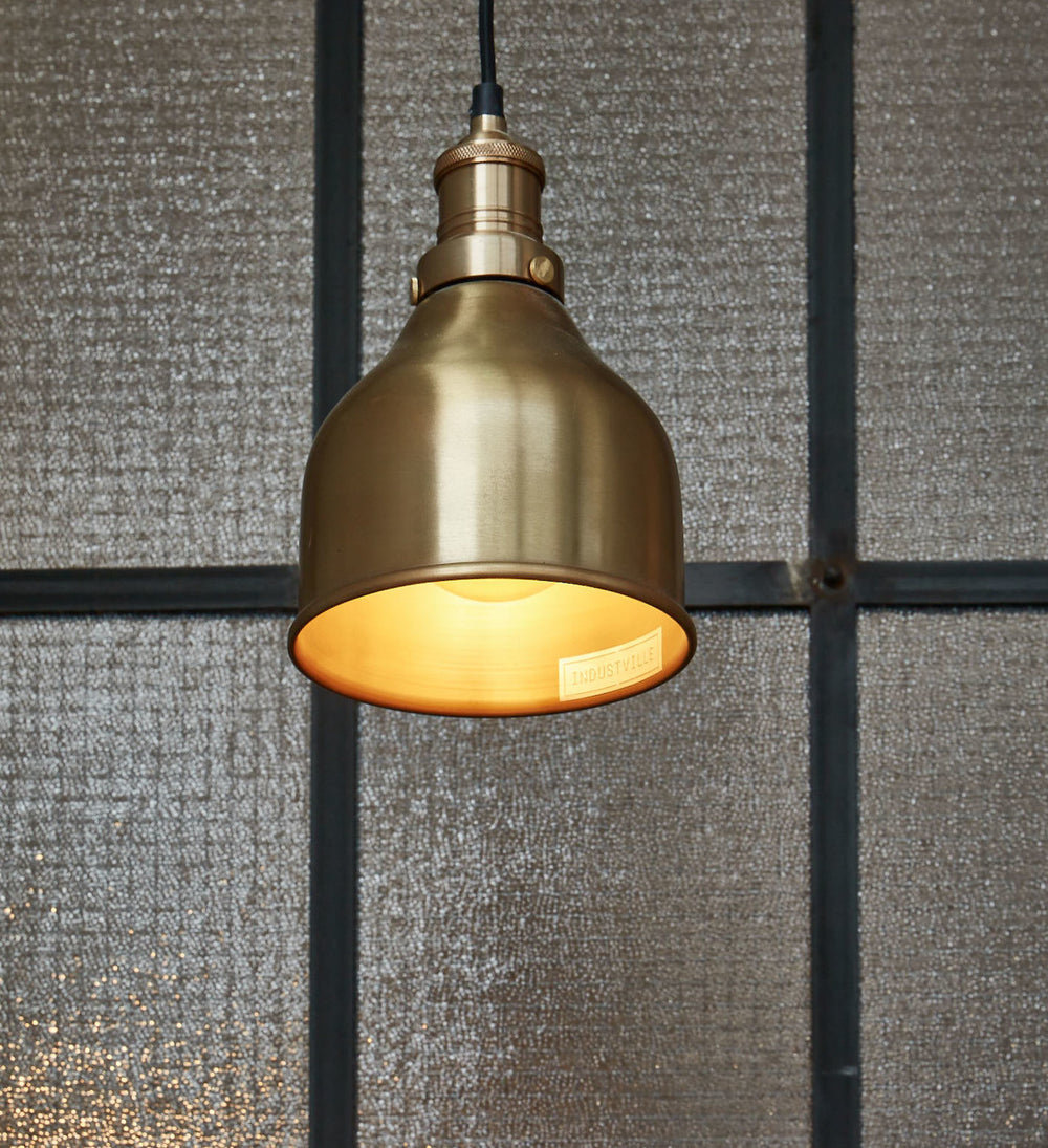 Brass Brooklyn Cone Pendant in 7 Inch with Brass Holder, Product Code is BR-CP7-B-BH