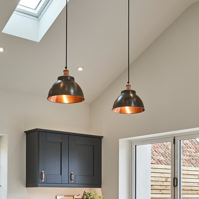 Brooklyn Dome Pendant Light - 13 Inch - Brass Lights - Industville Lighting UK