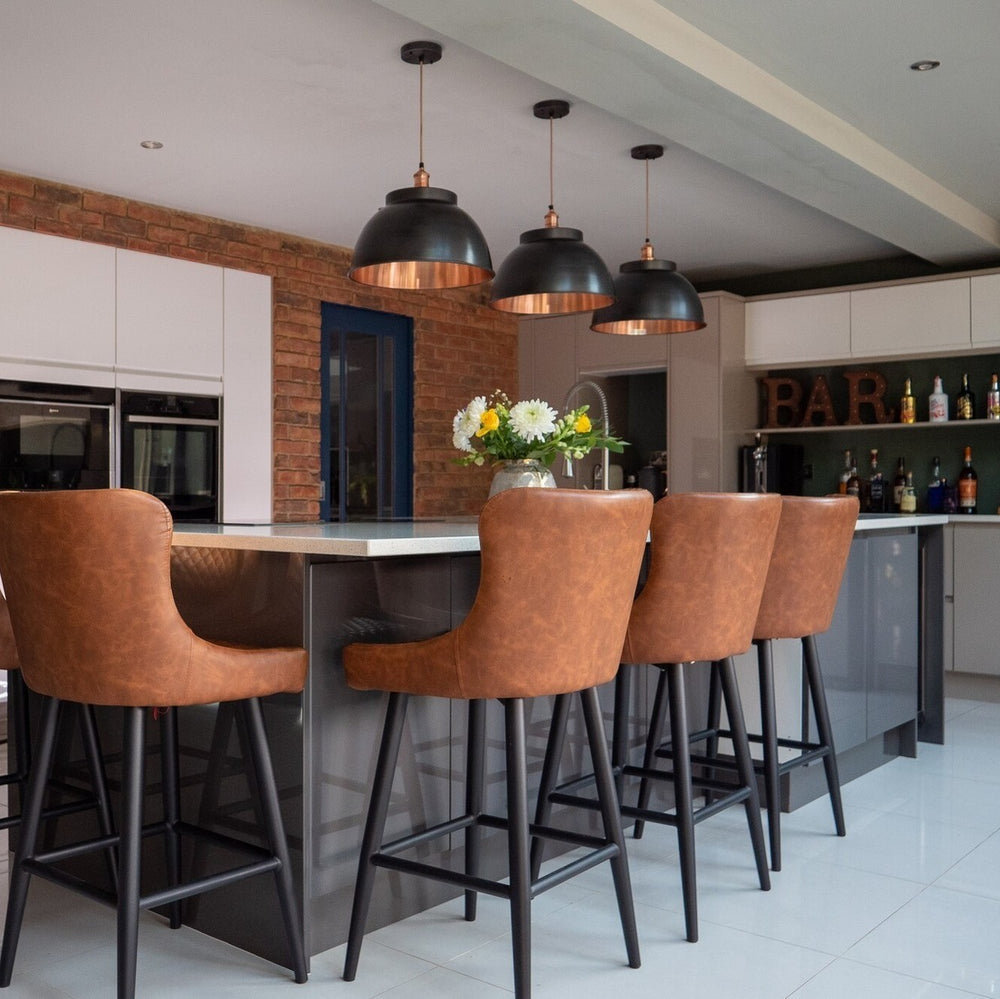 Pewter and Copper with Copper Holder Brooklyn Dome Pendant - 17 Inch -  Industville BR-DP17-CP-CH