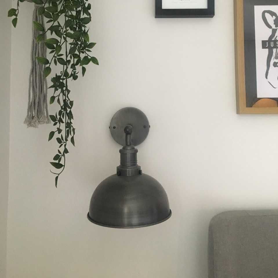 Sleek Dome Wall Light Pewter Pewter with Foliage
