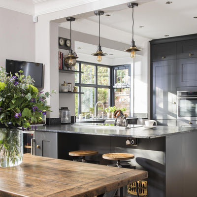 Brooklyn Flat Pendant Light - 8 Inch - Kitchen Island Lighting - Industville Lighting UK