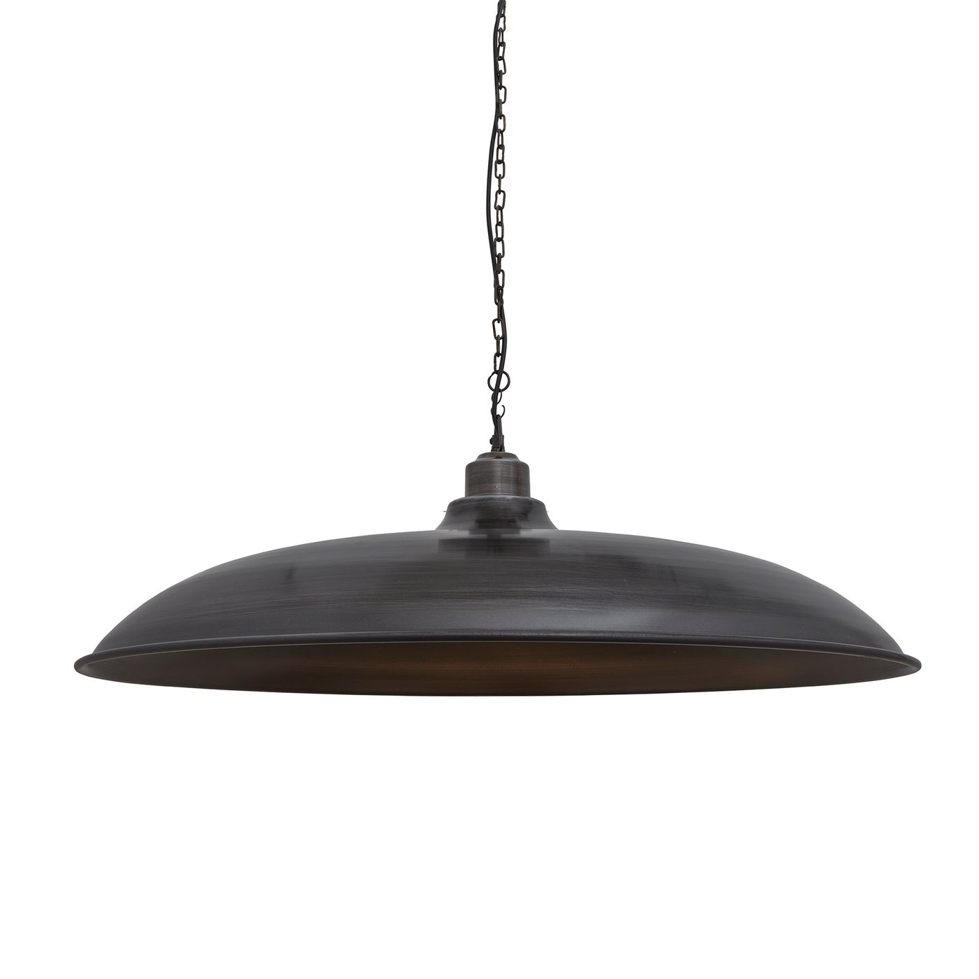 Brooklyn Giant Bowl Pendant in 24 Inch in Pewter with Chain Pendant Holder, Product Code BR-GBP24-P-PCN