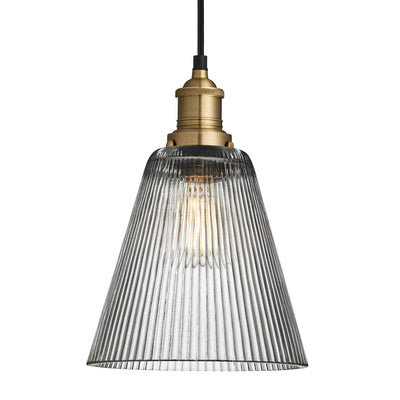 Brooklyn Glass Funnel Pendant Light - 8 Inch - Clear - Industville Lighting UK