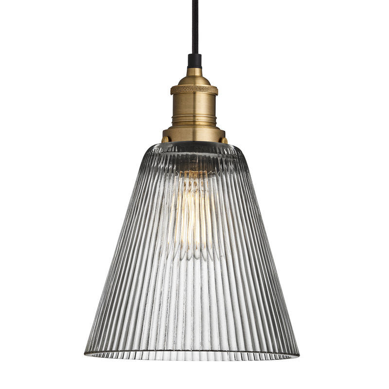 Brooklyn Glass Funnel Pendant Light - 8 Inch - Clear - Ceiling Lights - Industville Lighting UK