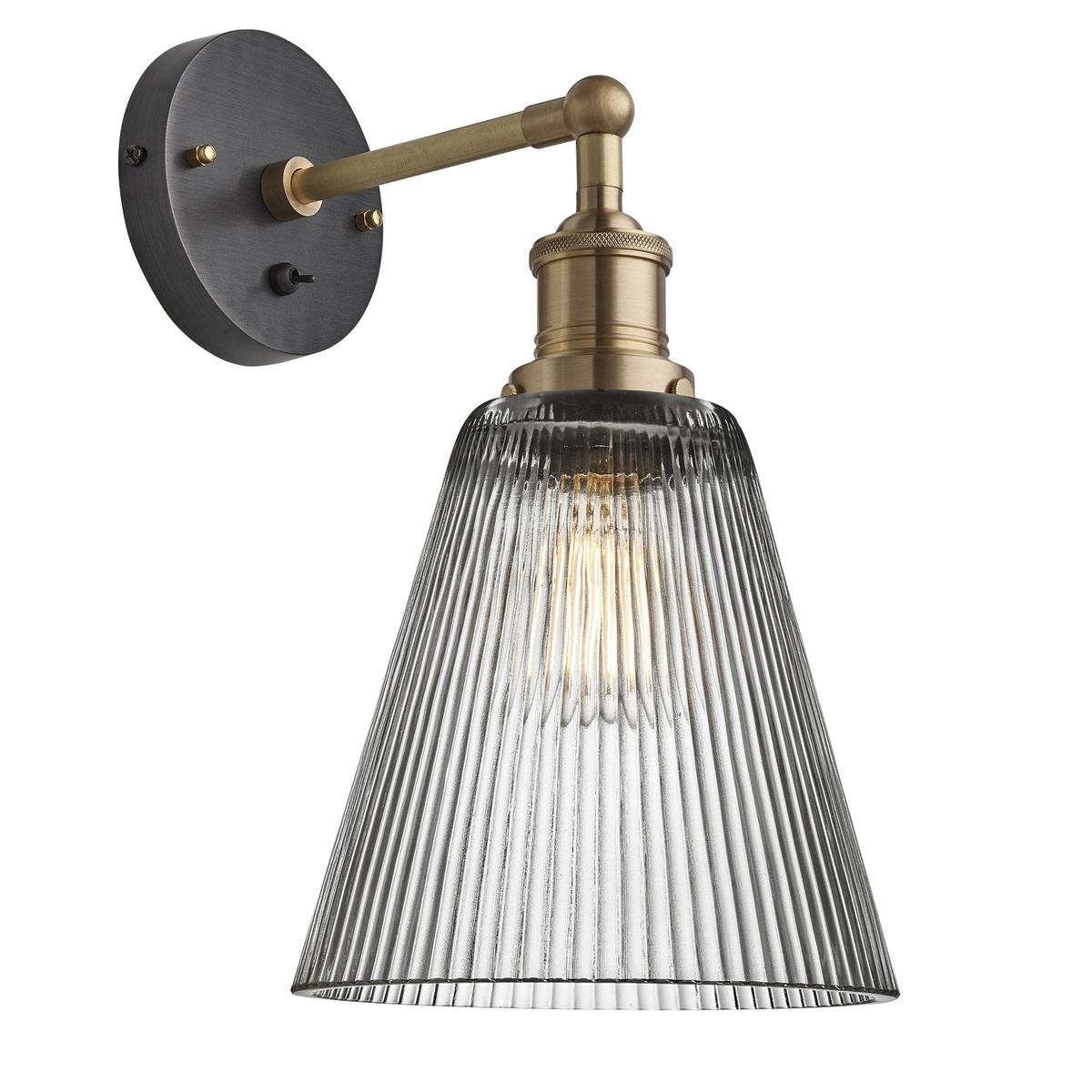 Brooklyn Glass Funnel Wall Light in 8 Inch with Brass Holder