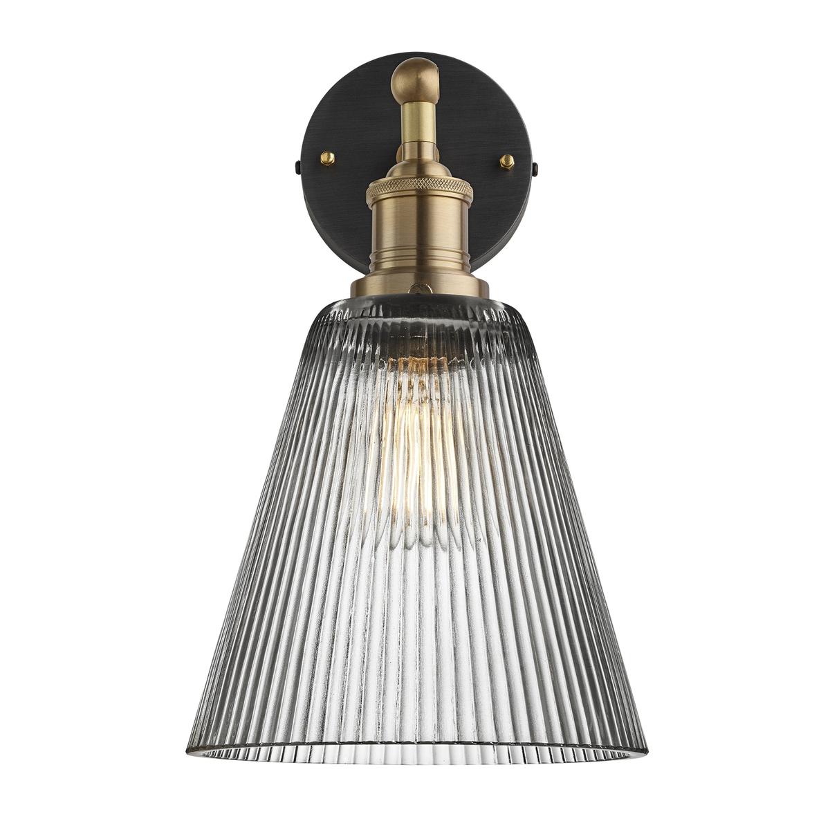 Brooklyn Glass Funnel Wall Light in 8 Inch with Brass Holder