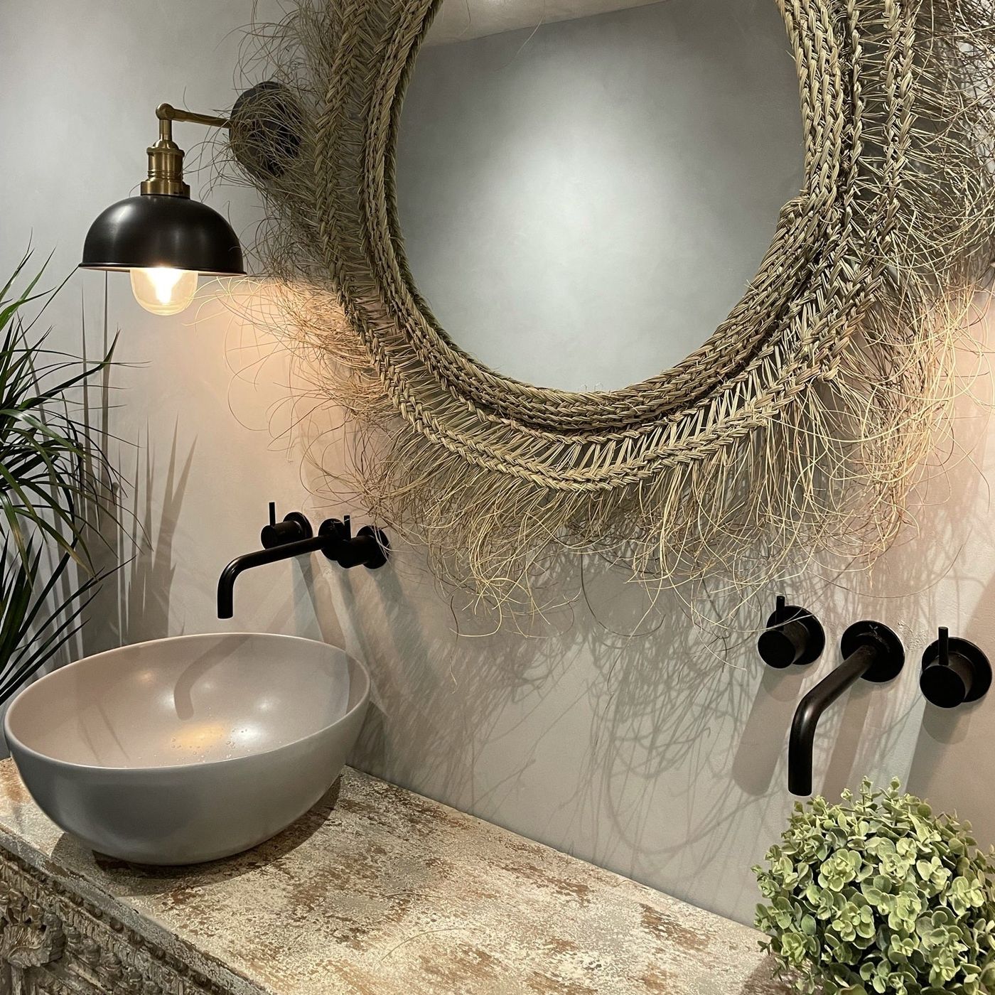 Pewter & Brass with Brass Holder Brooklyn Outdoor & Bathroom Dome Wall Light - 8 Inch - BR-IP65-DWL8-BP-BH