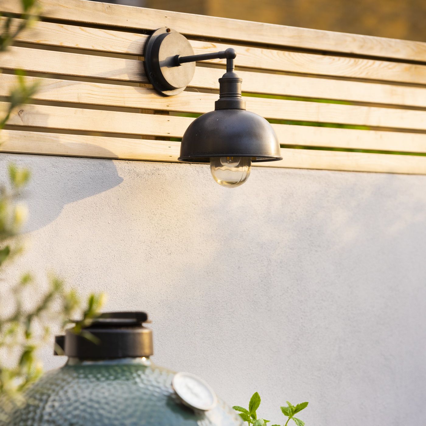 Pewter & Brass with Pewter Holder Brooklyn Outdoor & Bathroom Dome Wall Light - 8 Inch - BR-IP65-DWL8-BP-PH