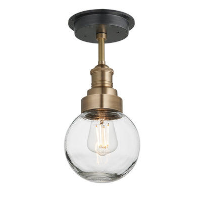 Brass Holder with Brass Ring Brooklyn Outdoor & Bathroom Globe Semi Flush Mount BR-IP65-FM-BH-BR-GLG