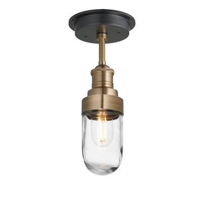 Brass Brooklyn Outdoor and Bathroom Semi Flush Mount with Brass Holder