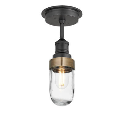 Brass Brooklyn Outdoor and Bathroom Semi Flush Mount with Pewter Holder