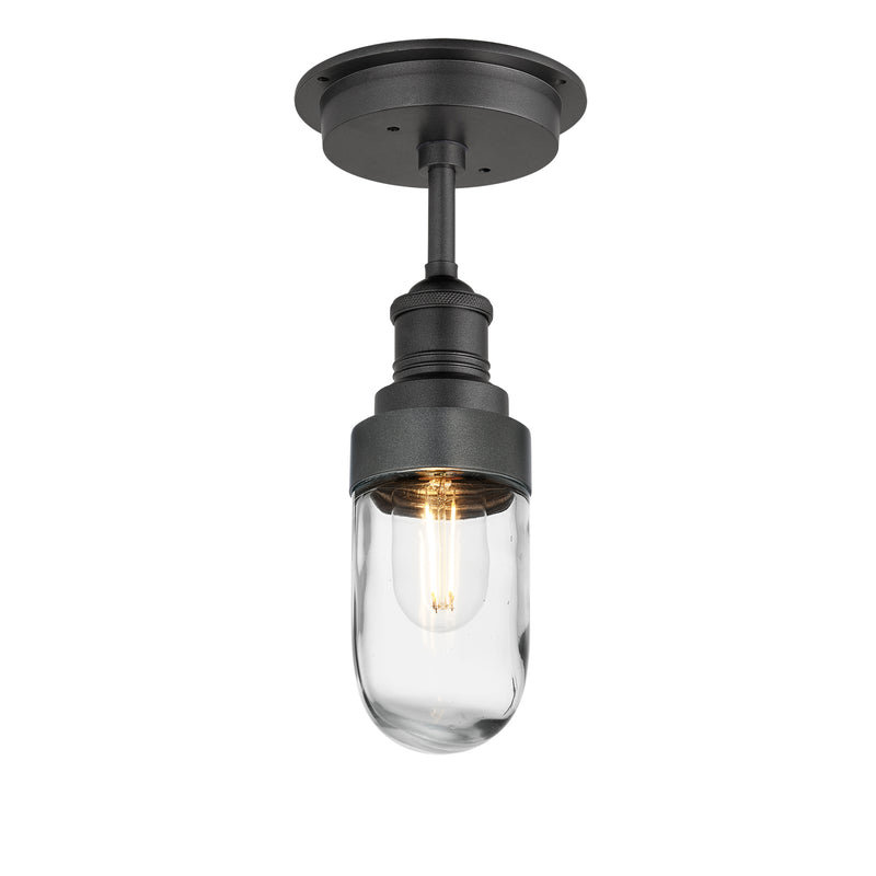 Brooklyn Outdoor & Bathroom Semi Flush Mount - Pewter - Ceiling Lights - Industville Lighting UK