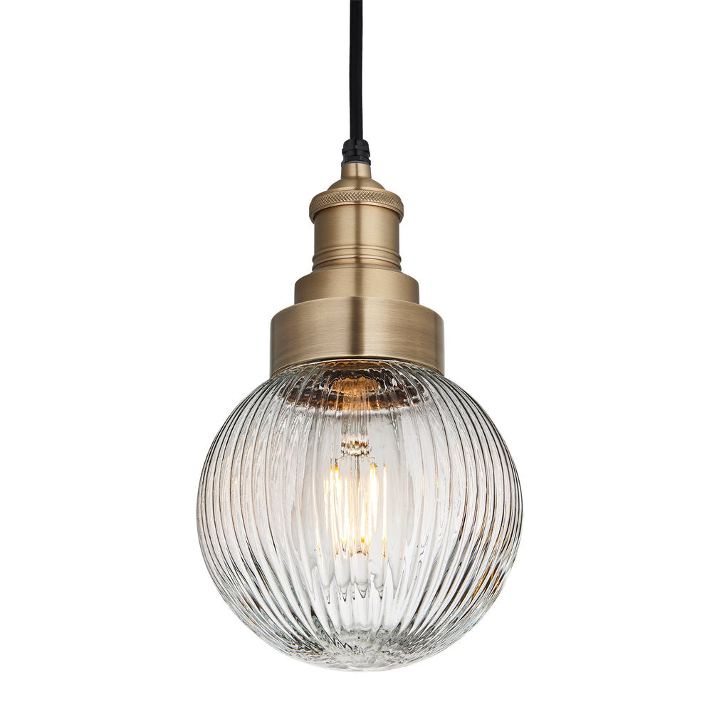 Brooklyn Outdoor & Bathroom Ribbed Globe Pendant