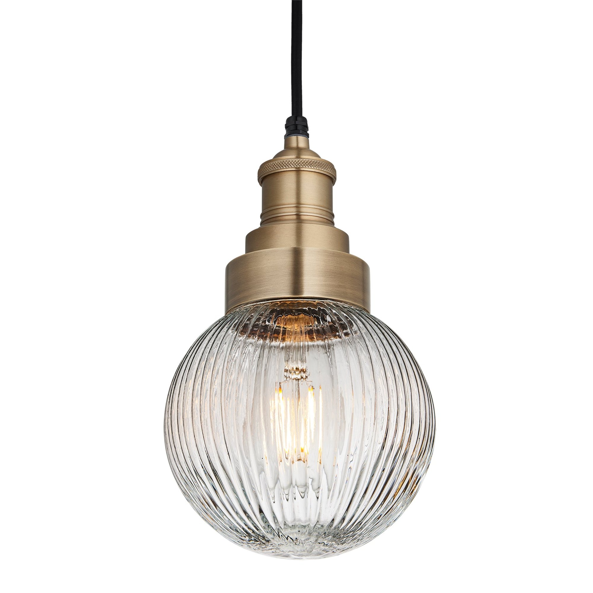 Brooklyn Outdoor & Bathroom Ribbed Globe Pendant