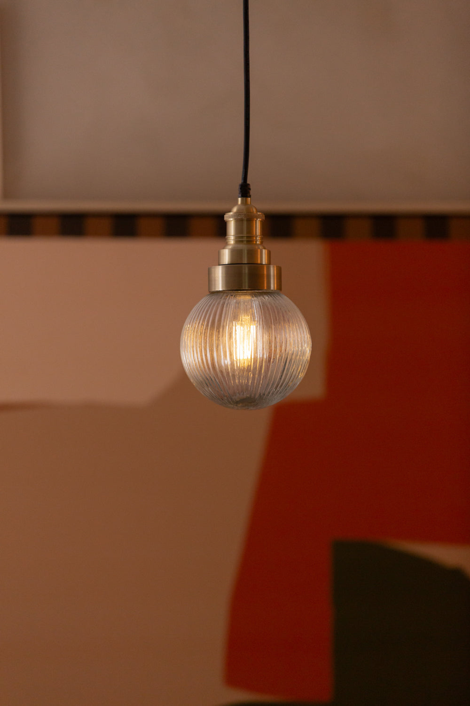 Brooklyn Outdoor & Bathroom Ribbed Globe Pendant