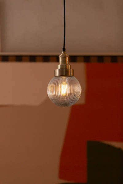 Brooklyn Outdoor & Bathroom Ribbed Globe Pendant - Restaurant & Bar Lights - Industville Lighting UK