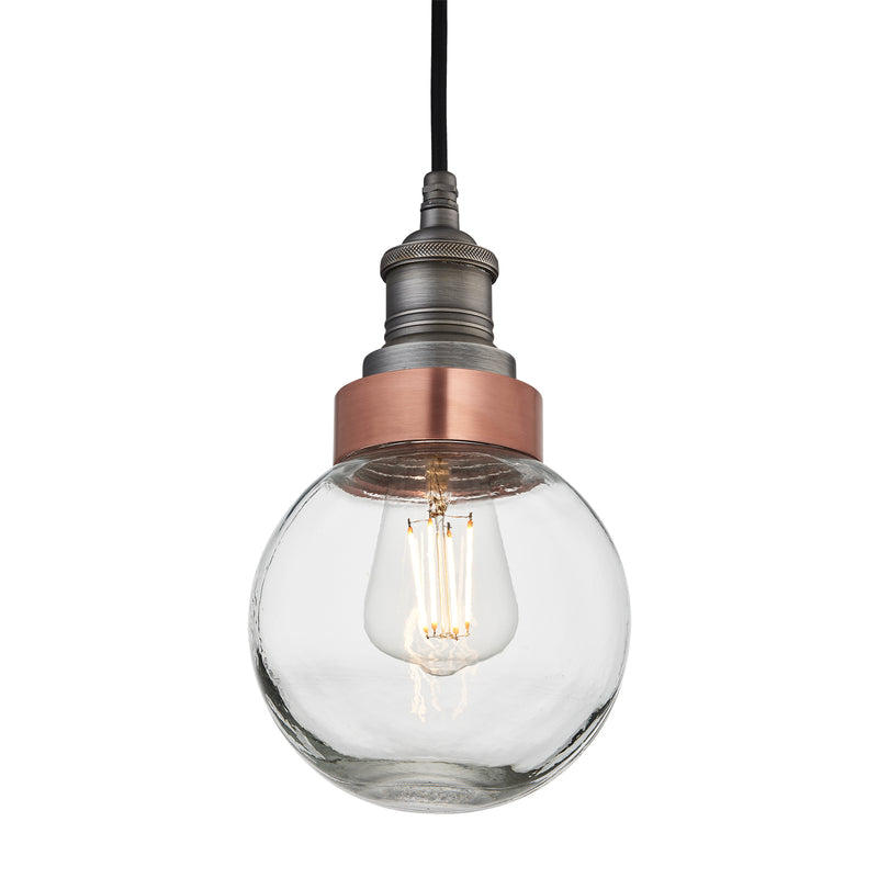 Pewter Holder Copper Ring Brooklyn Outdoor & Bathroom Globe Pendant Light BR-IP65-P-PH-CR-GLG