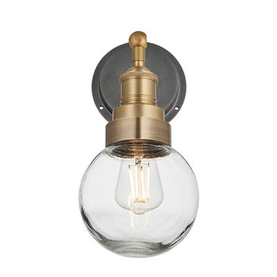 Brass Holder Brass Ring Brooklyn Outdoor & Bathroom Globe Wall Light BR-IP65-WL-BH-BR-GLG