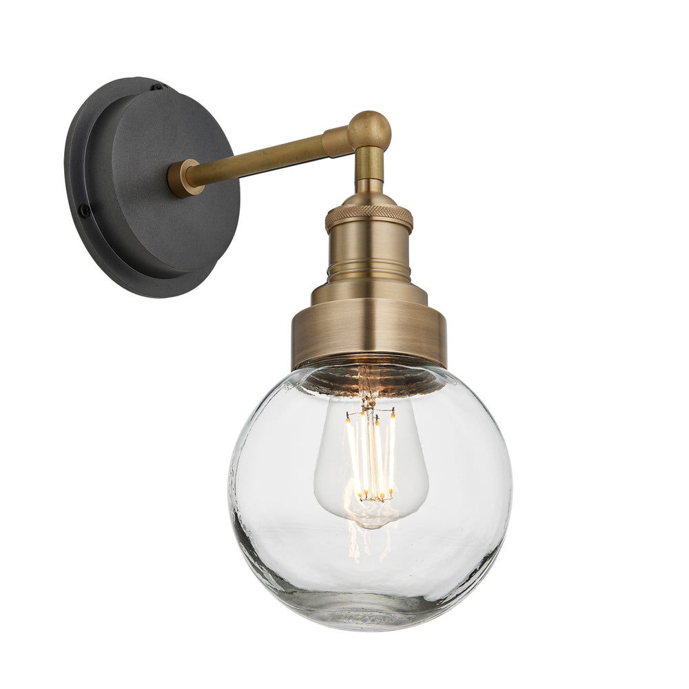 Brass Holder Brass Ring Brooklyn Outdoor & Bathroom Globe Wall Light BR-IP65-WL-BH-BR-GLG