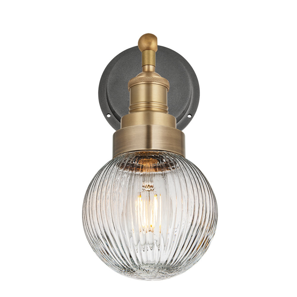 Brooklyn Outdoor & Bathroom Ribbed Globe Wall Light