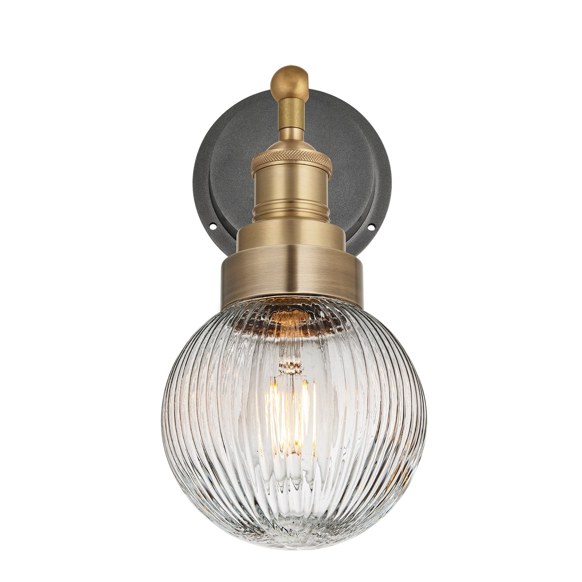 Brooklyn Outdoor & Bathroom Ribbed Globe Wall Light