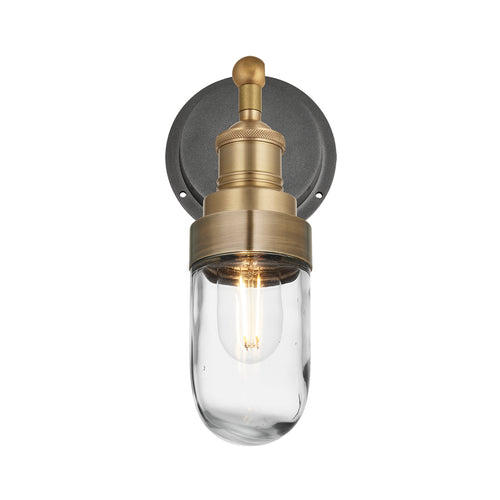 Brass Holder Brass Ring Brooklyn Outdoor & Bathroom Wall Light - BR-IP65-WL-BH-BR