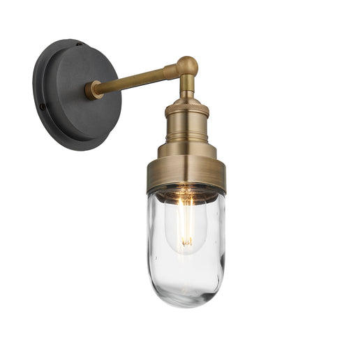 Brass Holder Brass Ring Brooklyn Outdoor & Bathroom Wall Light - BR-IP65-WL-BH-BR