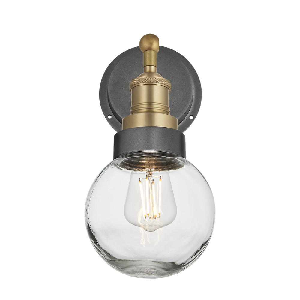 Brass Holder Pewter Ring Brooklyn Outdoor & Bathroom Globe Wall Light BR-IP65-WL-BH-PR-GLG