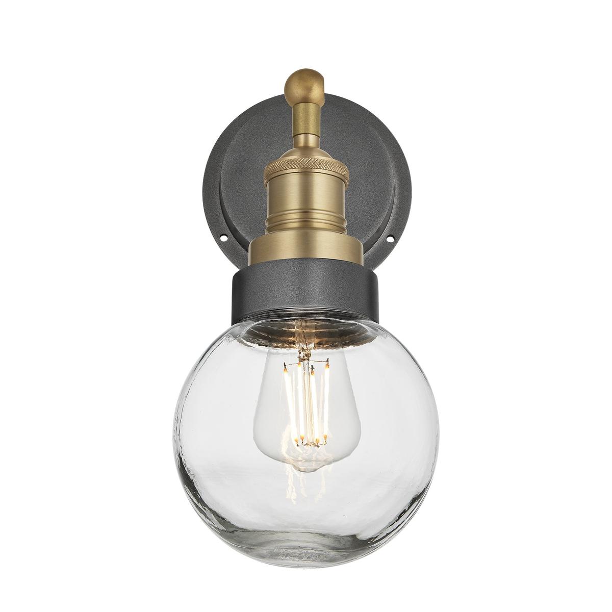Brass Holder Pewter Ring Brooklyn Outdoor & Bathroom Globe Wall Light BR-IP65-WL-BH-PR-GLG