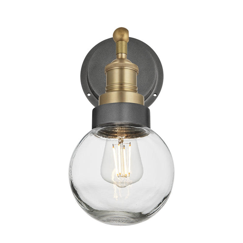 Brass Holder Pewter Ring Brooklyn Outdoor & Bathroom Globe Wall Light BR-IP65-WL-BH-PR-GLG