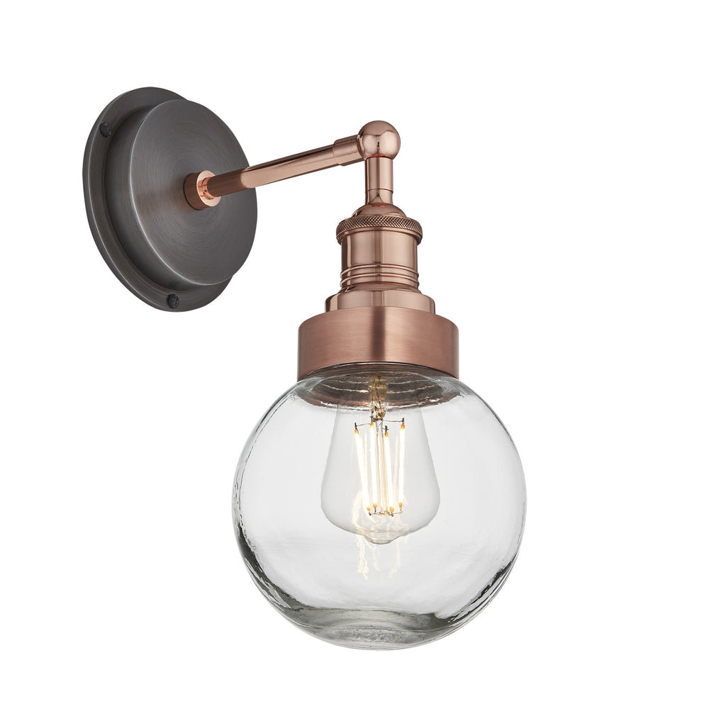 Copper Holder Copper Ring Brooklyn Outdoor & Bathroom Globe Wall Light BR-IP65-WL-CH-CR-GLG