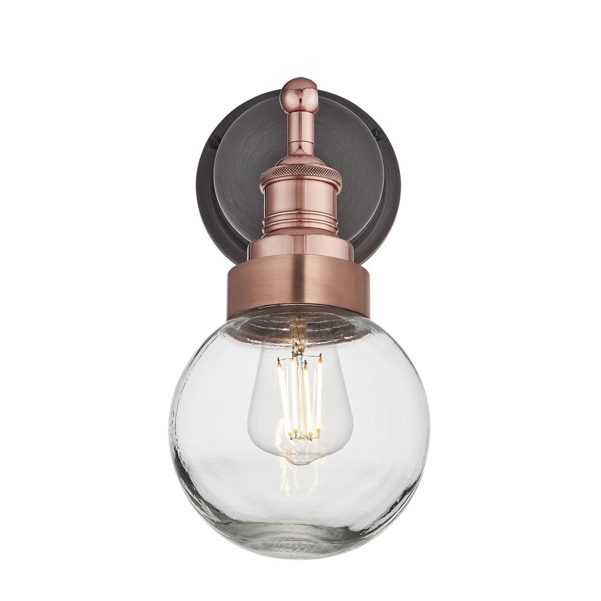 Copper Holder Copper Ring Brooklyn Outdoor & Bathroom Globe Wall Light BR-IP65-WL-CH-CR-GLG