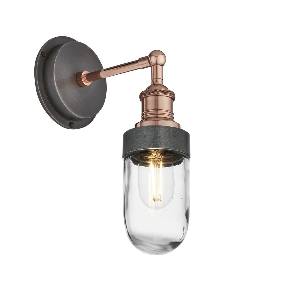 Copper Holder Pewter Ring Brooklyn Outdoor & Bathroom Wall Light - BR-IP65-WL-CH-PR