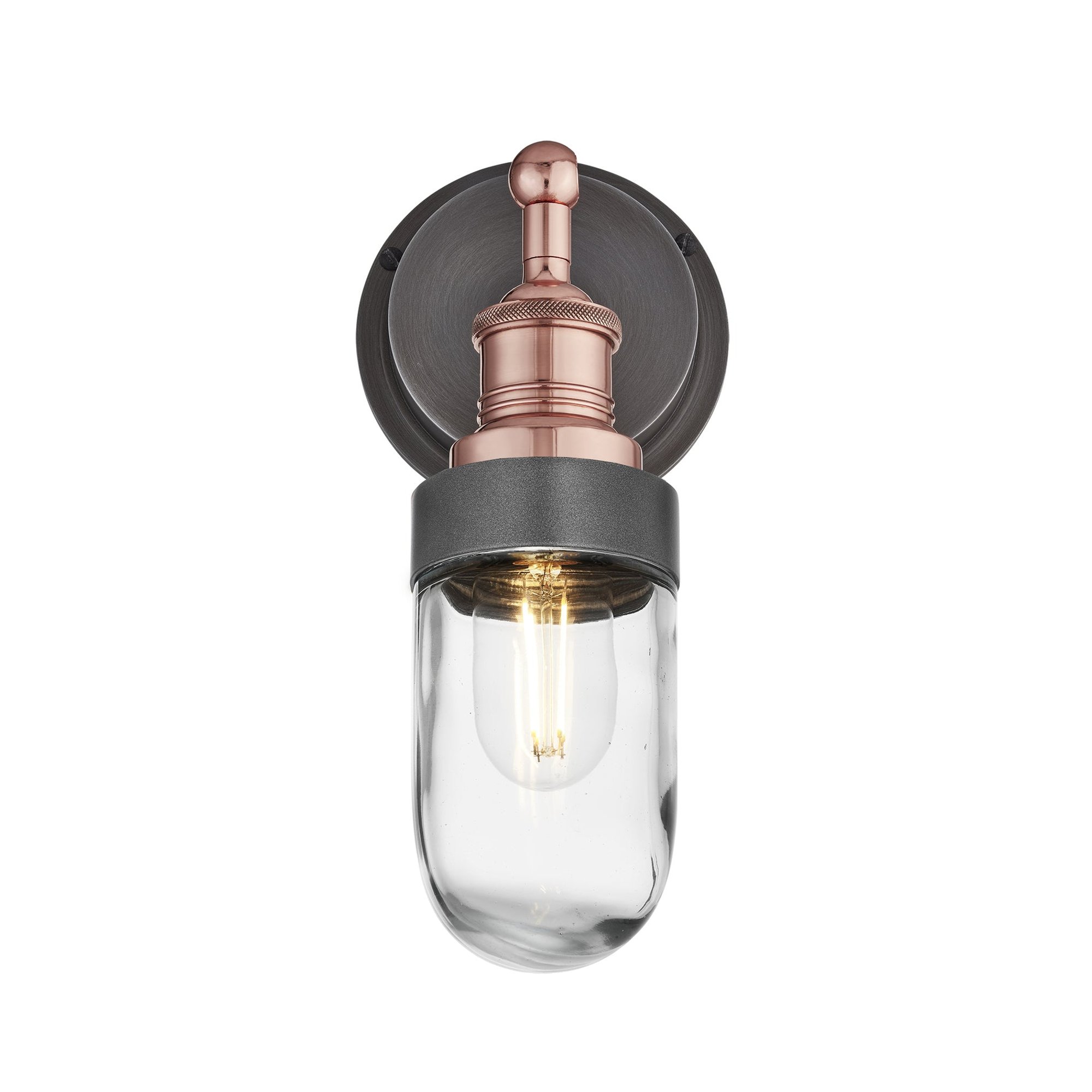Copper Holder Pewter Ring Brooklyn Outdoor & Bathroom Wall Light - BR-IP65-WL-CH-PR
