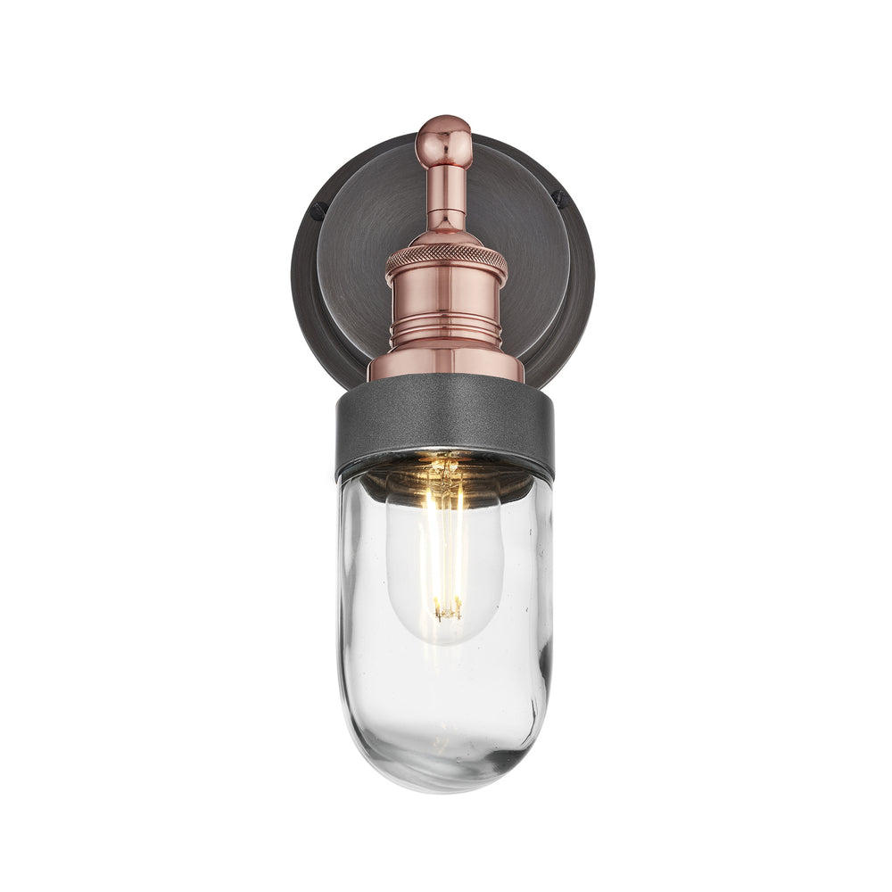 Copper Holder Pewter Ring Brooklyn Outdoor & Bathroom Wall Light - BR-IP65-WL-CH-PR