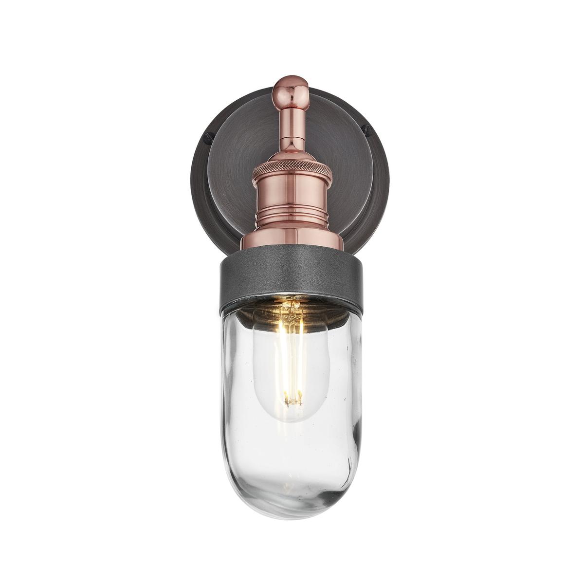 Copper Holder Pewter Ring Brooklyn Outdoor & Bathroom Wall Light - BR-IP65-WL-CH-PR