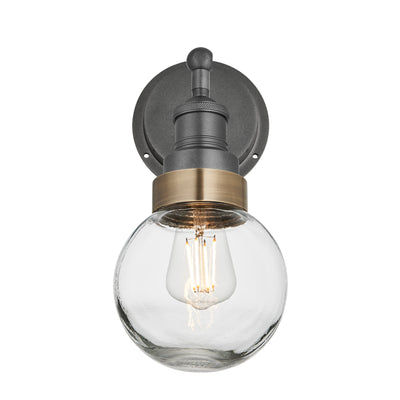 Pewter Holder Brass Ring Brooklyn Outdoor & Bathroom Globe Wall Light BR-IP65-WL-PH-BR-GLG
