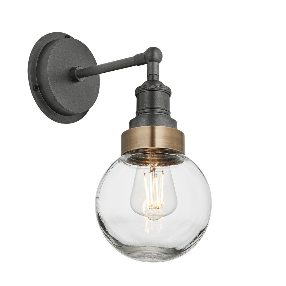 Pewter Holder Brass Ring Brooklyn Outdoor & Bathroom Globe Wall Light BR-IP65-WL-PH-BR-GLG