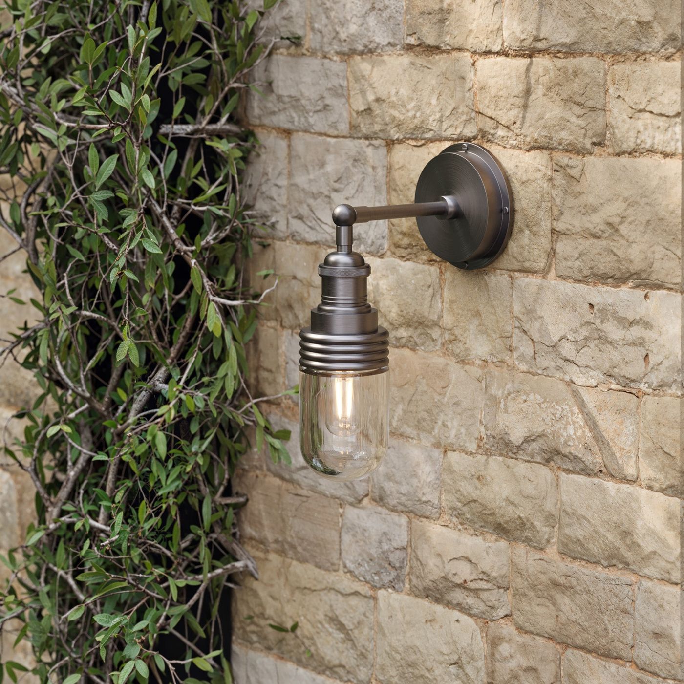 Pewter Holder Pewter Ring Brooklyn Outdoor & Bathroom Wall Light - BR-IP65-WL-PH-PR