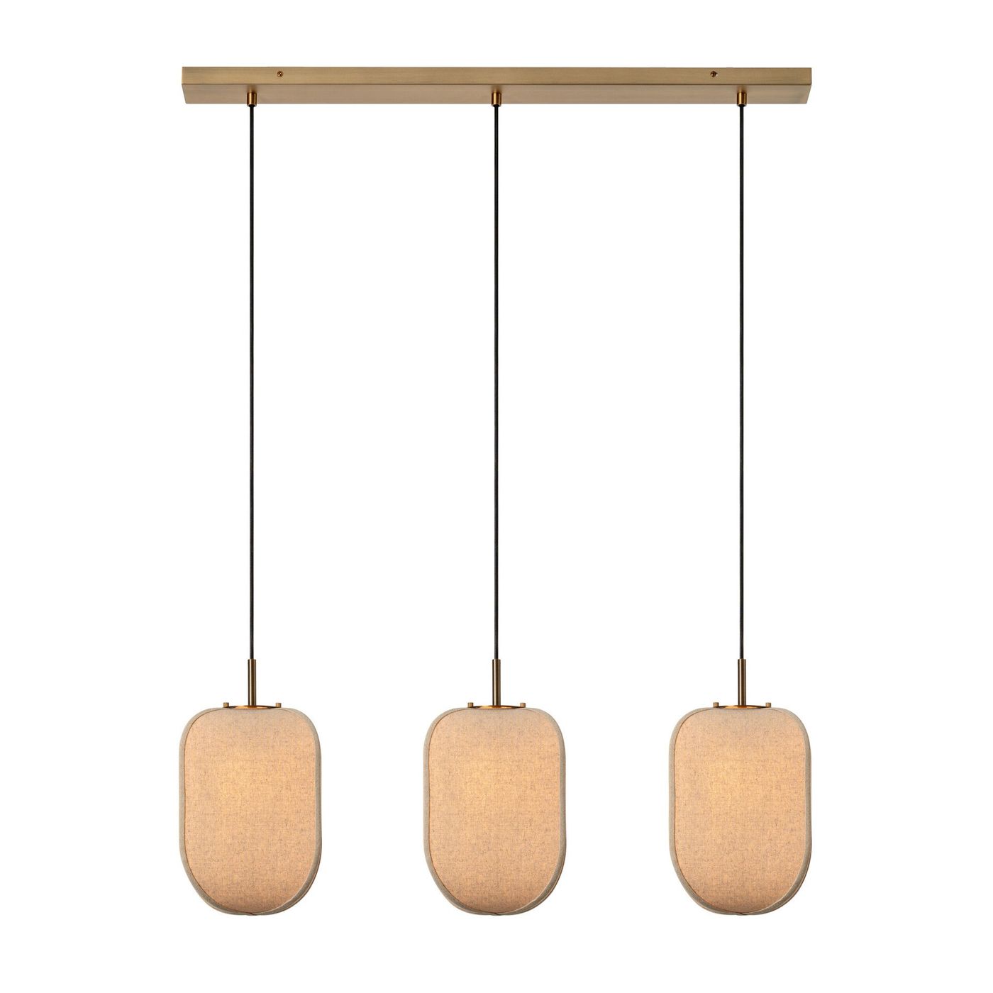 Bloxham Rectangular 3 Wire Cluster Pendant  Light in Natural finish lit up