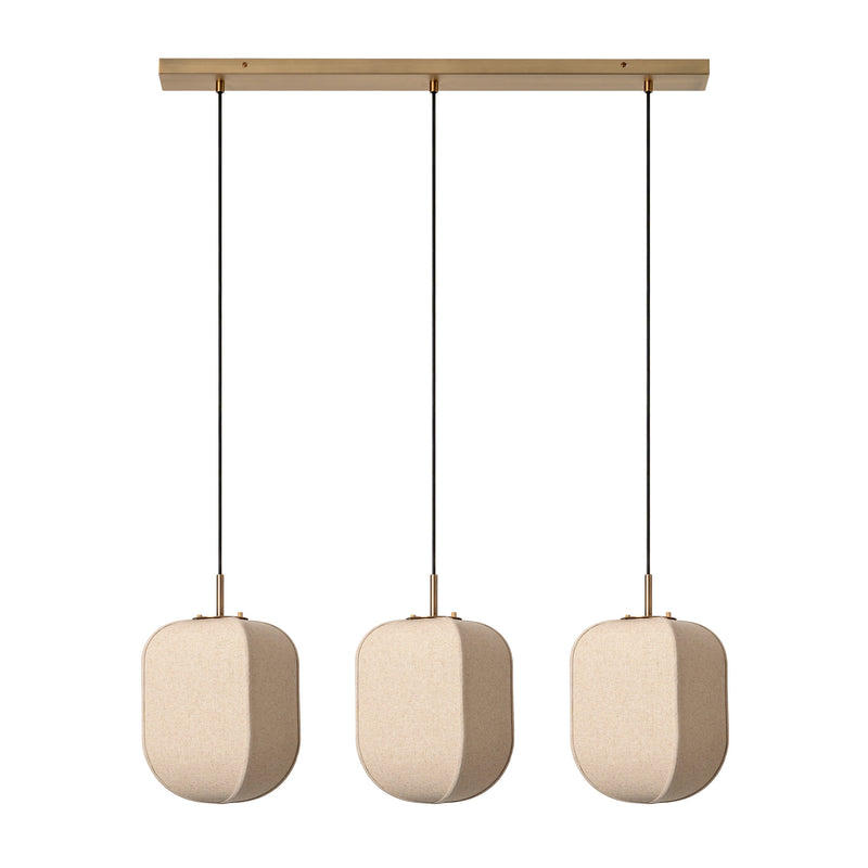 Bloxham Rectangular 3 Wire Cluster Pendant  Light in Natural finish